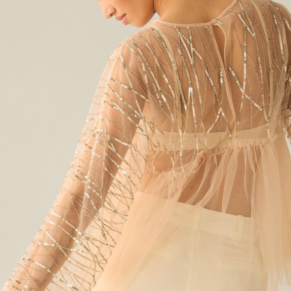 NWT Anthropologie Forever That Girl Embellished Sheer Top XS - Picture 2 of 7